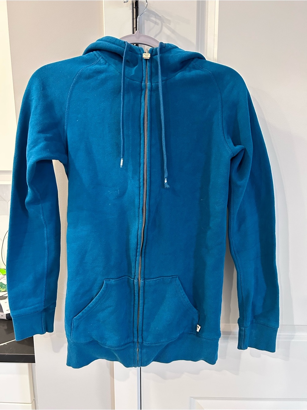 TNA Aritzia Blue Full Zip Hoodie Cotton Blend Drawstring Y2K Streetwear Layering